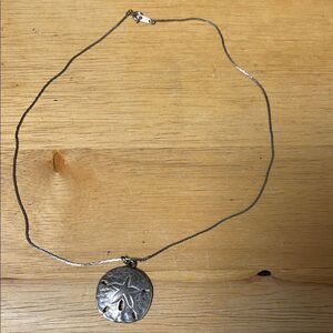 Vintage Silver Sand Dollar Pendant Necklace